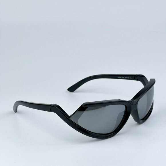 Balenciaga BB0289S 001 BRAND NEW Sunglasses Black Mirror Wraparound Unisex - Picture 8 of 12